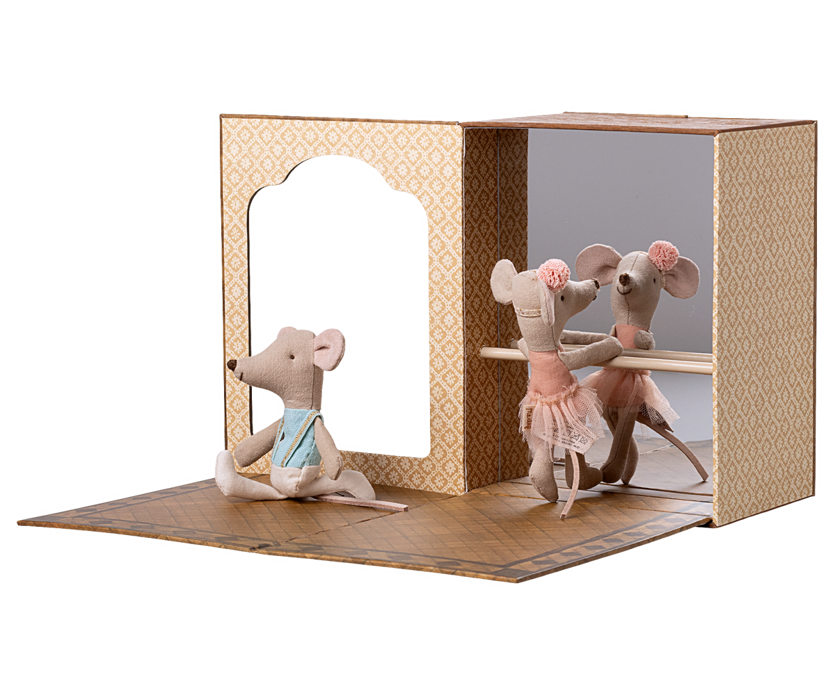 Ballettmäuse im Tanzstudio kleine Schwester und kleiner Bruder
