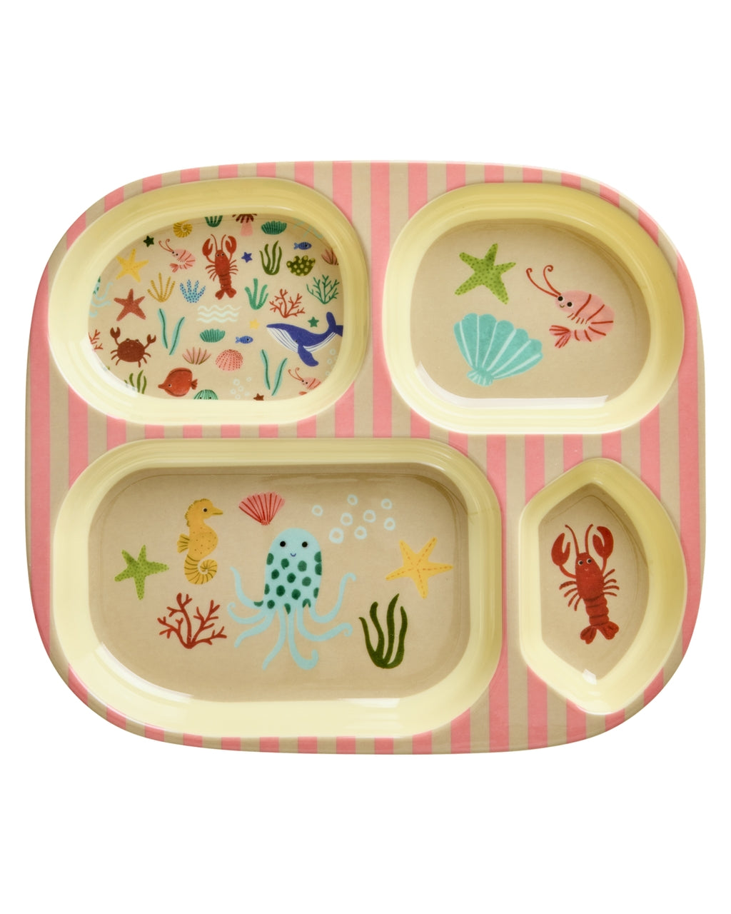 Kinderteller mit 4er Einteilung - Rosa - Ocean Print