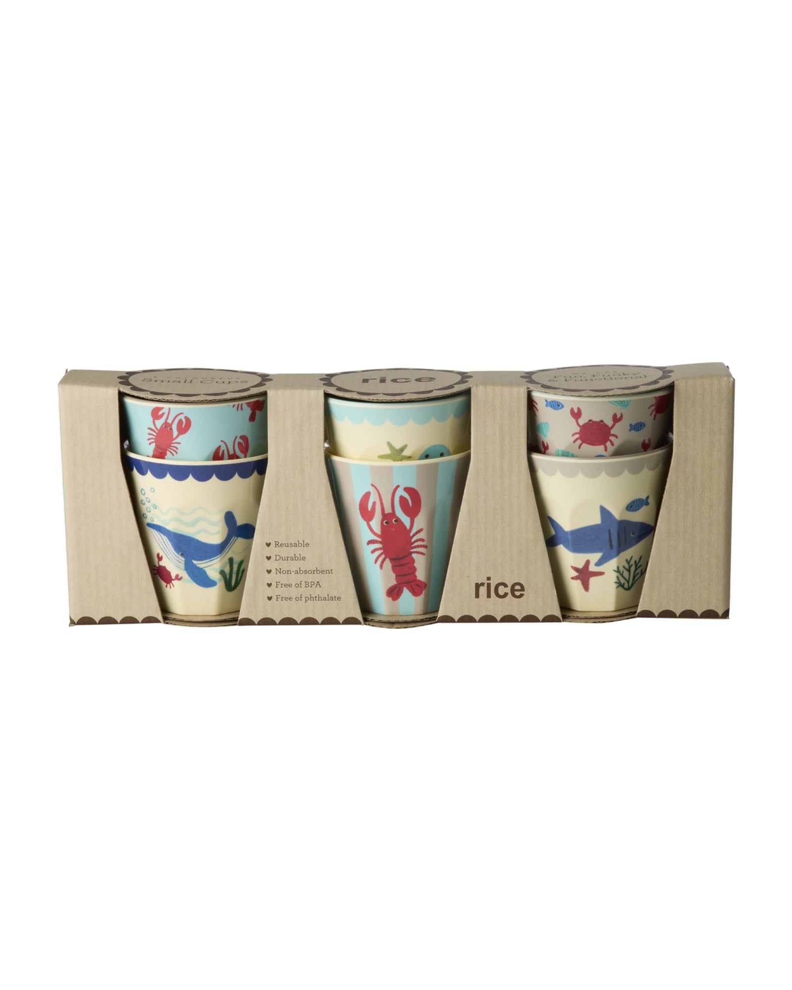 Kinderbecher- Blau - Ocean Print -6er Pack